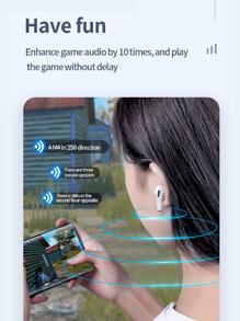 TWS pro6真無綫5.3立體聲高保真耳機迷你無綫耳機降噪耳機內置麥克風指紋觸摸遙控運動音樂女士禮物創意節日禮物無綫雙高清黑色 - 黑色 - 查看 8