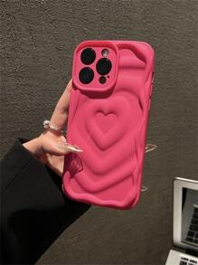 Heart Pattern Phone Case - Hot Pink - View 2