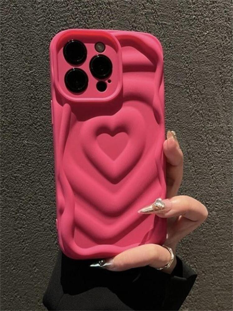 Kyon 　PRADA ハート柄スマートフォンケース　ピンク ピンク サフィアーノレザー iPhone 15 Pro用カバー | PRADA