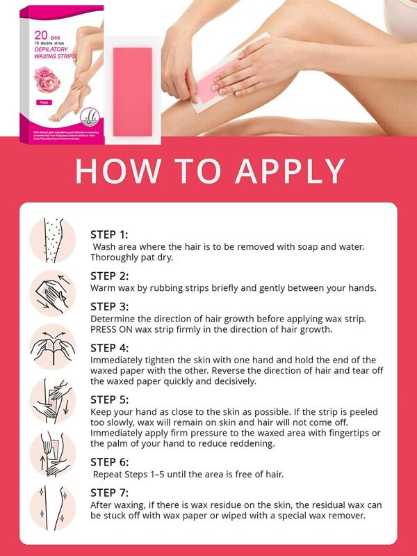 Depilatory Waxing Strip, 1Box Professional Hair Removal Wax Mild And