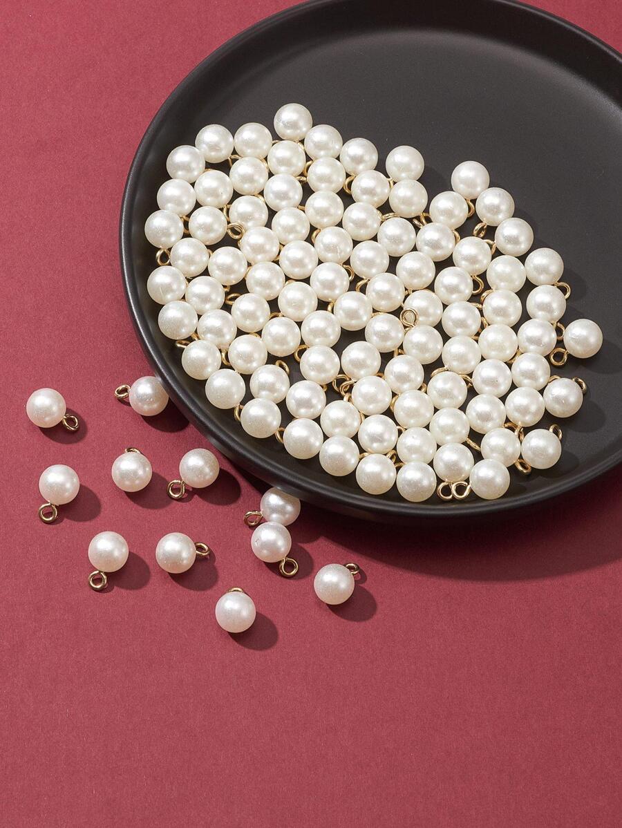 100pcs/Set Faux Pearl DIY Pendant - White - View 1