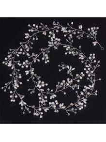 1 Máy Tính Một Mét Ngọc Trai & Pha Lê Băng Đô Cô Dâu, Phụ Kiện Tóc Đơn Giản & Thanh Lịch Cho Đám Cưới/Tiệc - Bạc - Xem 2