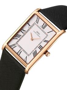 IBSO 1入組黑色紋理錶帶時尚防水方形錶盤石英手錶，適合日常裝飾 - 白色 - 查看 2