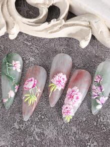 2 tấm 5D Họa tiết hoa Nail Art Sticker Đề can móng tay, Phụ nữ Cô gái Trang trí móng tay acrylic mùa hè - Nhiều màu - Xem 6