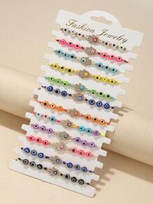 12 pièces Bracelet Œil & À Détail Main