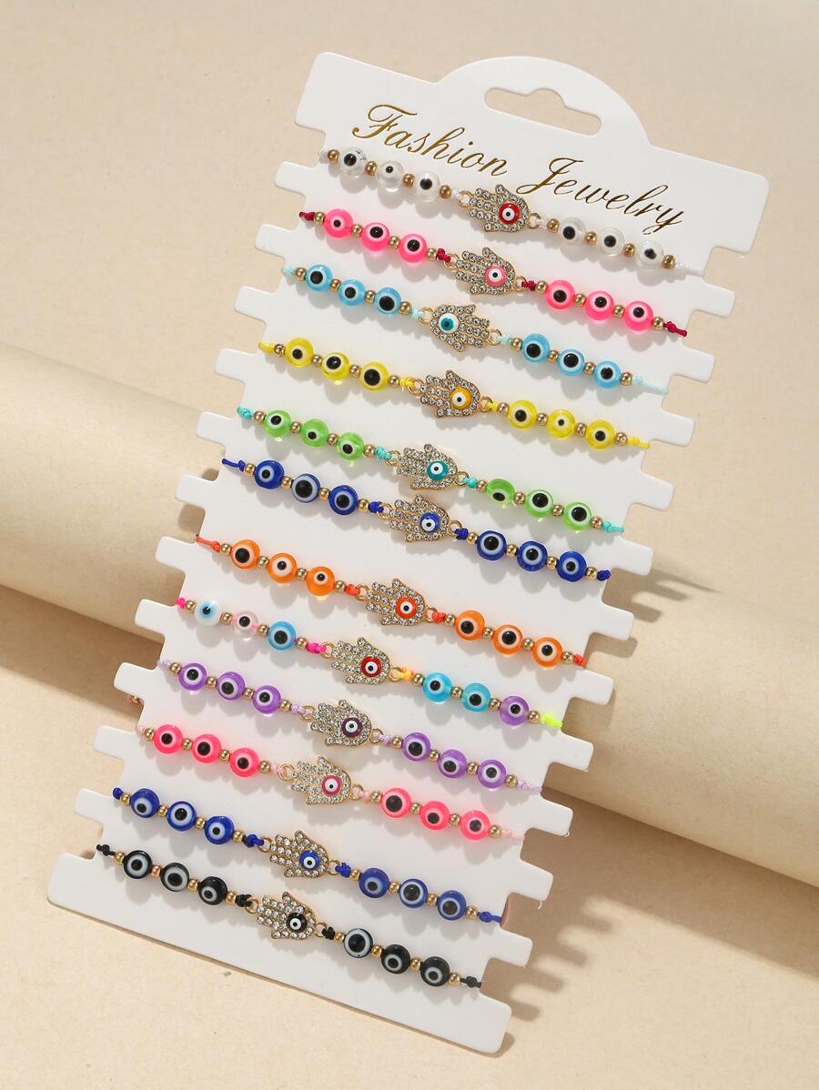 12 pièces Bracelet Œil & À Détail Main
