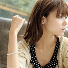 水鑽裝飾手鏈 - 銀色 - 查看 4