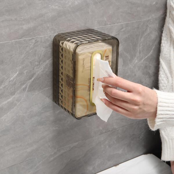 1 pezzo Scatola portafazzoletti in PET, Porta scatola dei fazzoletti da parete moderna senza foratura per decorazione casa, bagno, autunno, ritorno a scuola