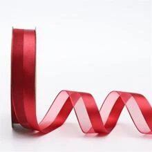 5碼25mm半緞邊無框緞帶和紗帶,適用於結婚、聖誕節裝飾、手工diy禮品包裝 - 酒紅色 - 查看 1