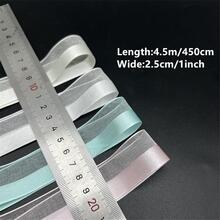 5碼25mm半緞邊無框緞帶和紗帶,適用於結婚、聖誕節裝飾、手工diy禮品包裝 - 酒紅色 - 查看 3