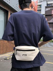 輕便時髦男士腰包帶字母圖案 - 米色 - 查看 1