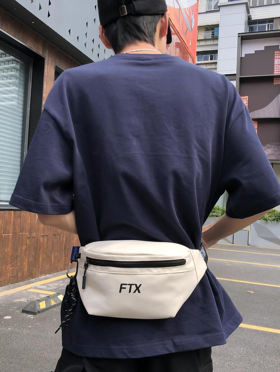 輕便時髦男士腰包帶字母圖案 - 米色 - 查看 1