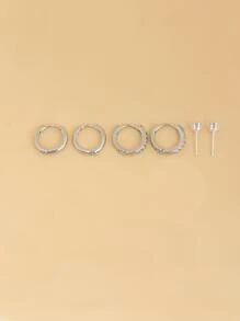 Fashionable And Simple & Silver Full Diamond Ear Clip, High-grade Exquisite Shiny Cubic Zirconia Stud Earrings - Silver - View 2