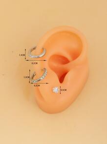 Fashionable And Simple & Silver Full Diamond Ear Clip, High-grade Exquisite Shiny Cubic Zirconia Stud Earrings - Silver - View 3