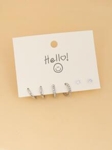 Fashionable And Simple & Silver Full Diamond Ear Clip, High-grade Exquisite Shiny Cubic Zirconia Stud Earrings - Silver - View 1