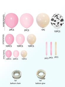 108入組農場印花奶牛粉色氣球花環拱形成套工具適用於西部風格牛仔女孩主題生日派對用品寶寶派對婚禮裝飾 - 彩色 - 查看 2