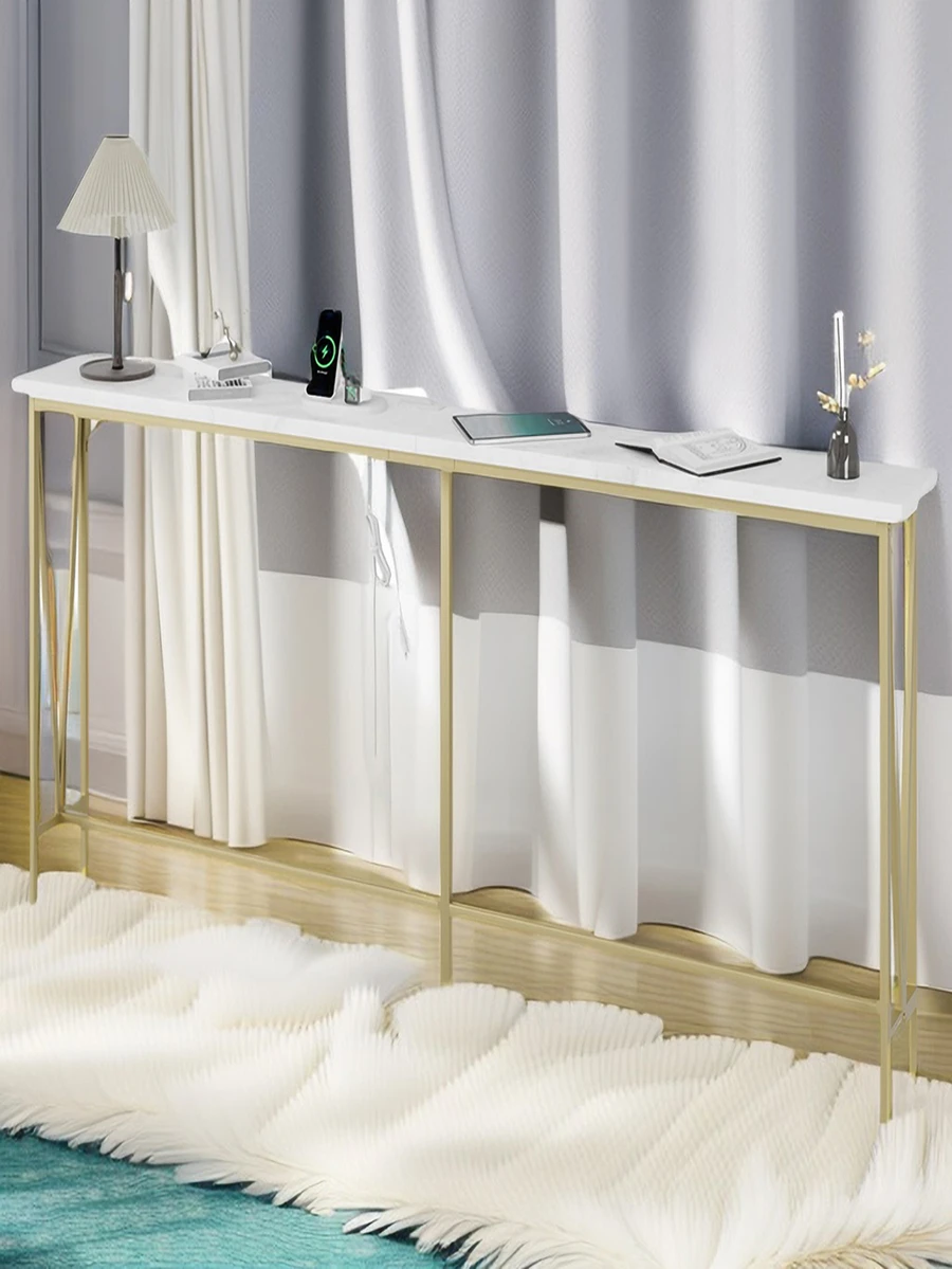 Sofa Tables Narrow Long, Gold Console Table with Power Outlets, 72.8" Behind Couch Table for Living Room, Extra Long Console Tables for Entryway, Hallway, Foyer-Gold - 金色 - 查看 1