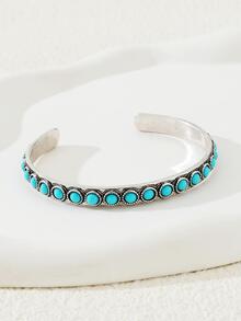 1入組綠松石裝飾手鐲 - 復古銀色 - 查看 2