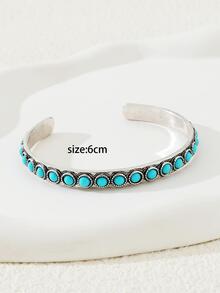 1入組綠松石裝飾手鐲 - 復古銀色 - 查看 3