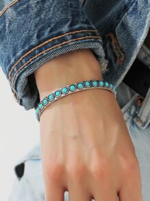 1入組綠松石裝飾手鐲 - 復古銀色 - 查看 1