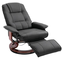 HOMCOM Faux Leather Manual Recliner, Adjustable Swivel Lounge Chair with Footrest, Armrest and Wrapped Wood Base for Living Room, Black - màu đen - Xem 3