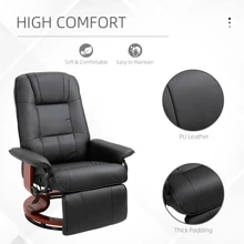 HOMCOM Faux Leather Manual Recliner, Adjustable Swivel Lounge Chair with Footrest, Armrest and Wrapped Wood Base for Living Room, Black - màu đen - Xem 7