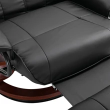 HOMCOM Faux Leather Manual Recliner, Adjustable Swivel Lounge Chair with Footrest, Armrest and Wrapped Wood Base for Living Room, Black - màu đen - Xem 9