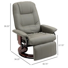 HOMCOM Faux Leather Manual Recliner, Adjustable Swivel Lounge Chair with Footrest, Armrest and Wrapped Wood Base for Living Room, Black - 灰色 - 查看 4