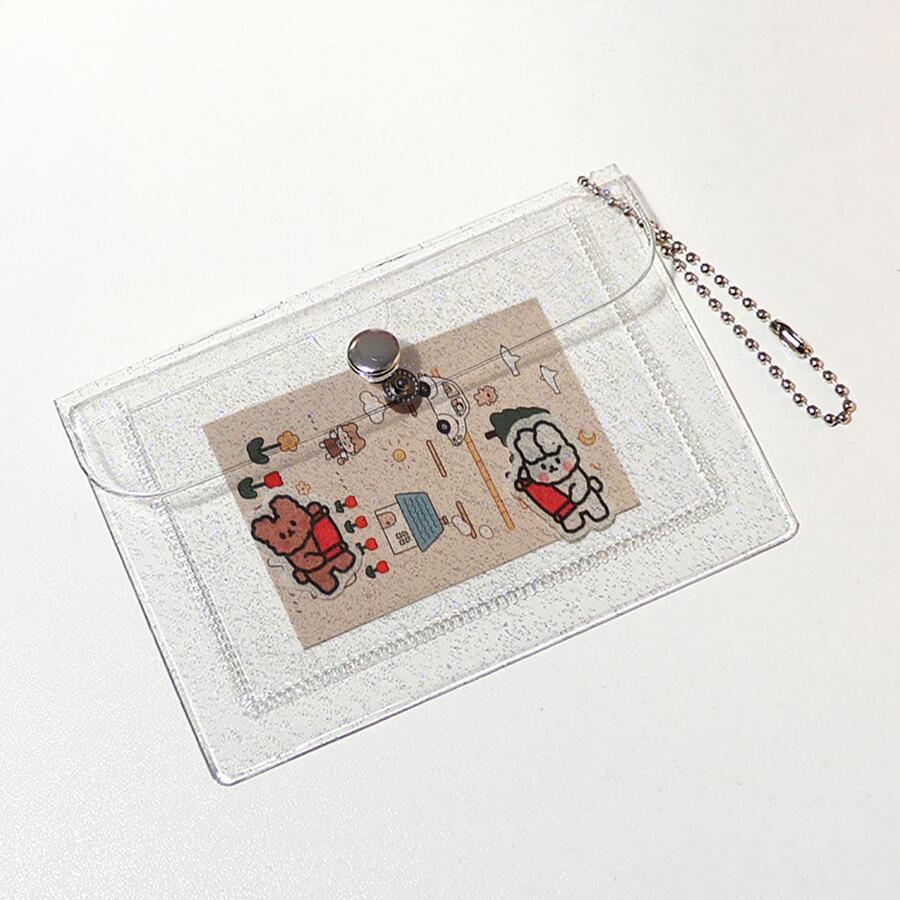 1PC Transparent Card Bag Student Coin Purse, Girl Heart Card Set