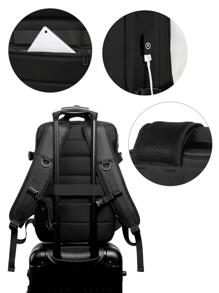 Floless 40L Expandable Travel Backpack, Large Capacity Business Travel Bag With USB Charging Port And Anti-Theft Pocket, 17" Waterproof Laptop Backpack, Christmas/Valentine's Day/Camping/Gym/Beach Bag, Notebook Sleeve, Vacation Bag, Black