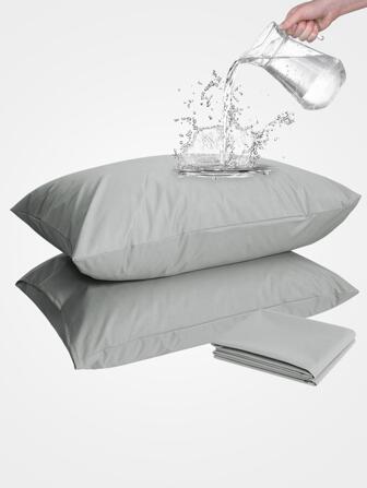forcheer 2 件防水枕头保护套 50x70 厘米（19x27 英寸），100% 涤纶，可水洗信封式，多种颜色可选，正面吸水，背面防水