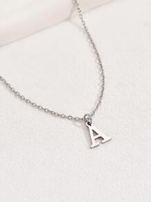 1pc Fashionable Minimalist Women's Hollow 26 Letter English Necklace - Silver - View 5