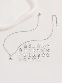 1pc Fashionable Minimalist Women's Hollow 26 Letter English Necklace - Silver - View 4