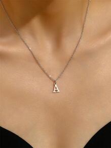 1pc Fashionable Minimalist Women's Hollow 26 Letter English Necklace - Silver - View 3