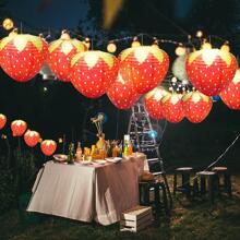 3入組紙燈籠草莓形派對掛燈 - 紅色 - 查看 2