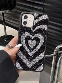Ốp điện thoại thời trang họa tiết trái tim Y2k - màu đen - Xem 2