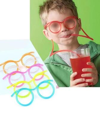 1pc Gamers' Extra Long Lazy Glasses Straw Funny Eyeglasses Novelty Tasteless Straw