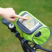 Outdoor Cycling Touch Screen Visible Navigation Front Tube Storage Bag For Bicycle - Green - View 5