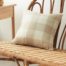 Vỏ đệm họa tiết kẻ sọc không có chất độn - Màu be - Xem 1