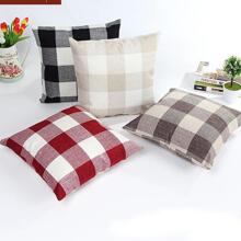 Vỏ đệm họa tiết kẻ sọc không có chất độn - Màu be - Xem 2