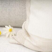 Vỏ đệm họa tiết kẻ sọc không có chất độn - Màu be - Xem 3