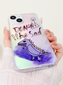 Cartoon Dinosaur Holographic Print Phone Case - Multicolor - View 3