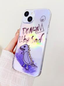 Cartoon Dinosaur Holographic Print Phone Case - Multicolor - View 4