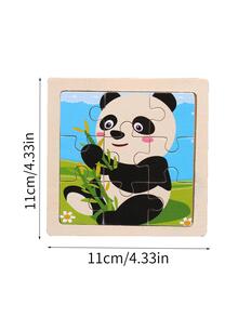 1 件木制动物形状拼图玩具，适合儿童早期教育，带有卡通飞机图案（印刷可能有所不同）玩具拼图，拼图，木制玩具 - 粉色 - 查看 8