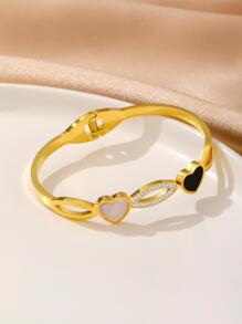 1pc Fashion Simple Gold-Color Shell Heart Design Spring Bracelet For Women