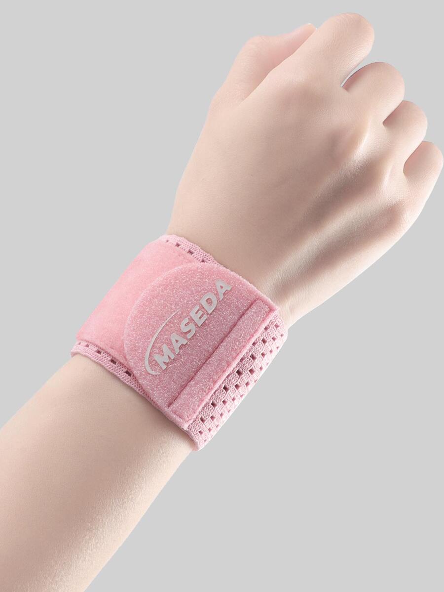 1 件装字母图案防扭伤健身羽毛球腕带健身房健身腕带配件 - 粉色 - 查看 1