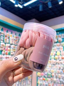 50 Cái/bộ Nữ Cơ Bản Của Cô Gái 1.57 Inch Đơn Giản Màu Trơn Co Giãn, Dây Buộc Tóc, Đuôi Ngựa Phụ Kiện Tóc Thông Thường - Hồng - Xem 2