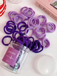50 Pieces/Set Women's Basic Girl Hair Tie 1.57 Inches Simple Solid Color Elastic Hair Tie, Hair Rope Tie, Ponytail Hair Accessories Casual - Purple - View 3