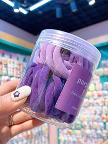 50 Pieces/Set Women's Basic Girl Hair Tie 1.57 Inches Simple Solid Color Elastic Hair Tie, Hair Rope Tie, Ponytail Hair Accessories Casual - Purple - View 2