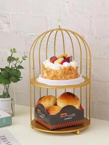 1入組北歐風格雙層金色鐵收納架化妝品展示架子適用於臥室,客廳,浴室家庭裝飾用品 - 金色 - 查看 1